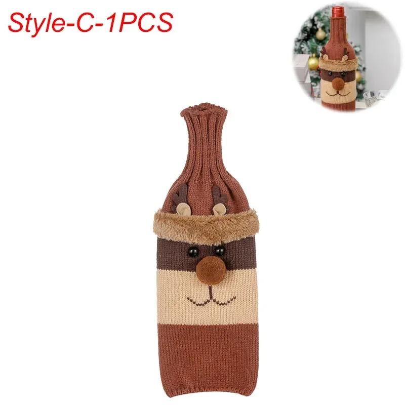 1/3PCS Christmas Wine Bottle Cover Set Santa Snowman Woven Wine Bottle Bags For Christmas Party Dinner Table Decorations Gifts
