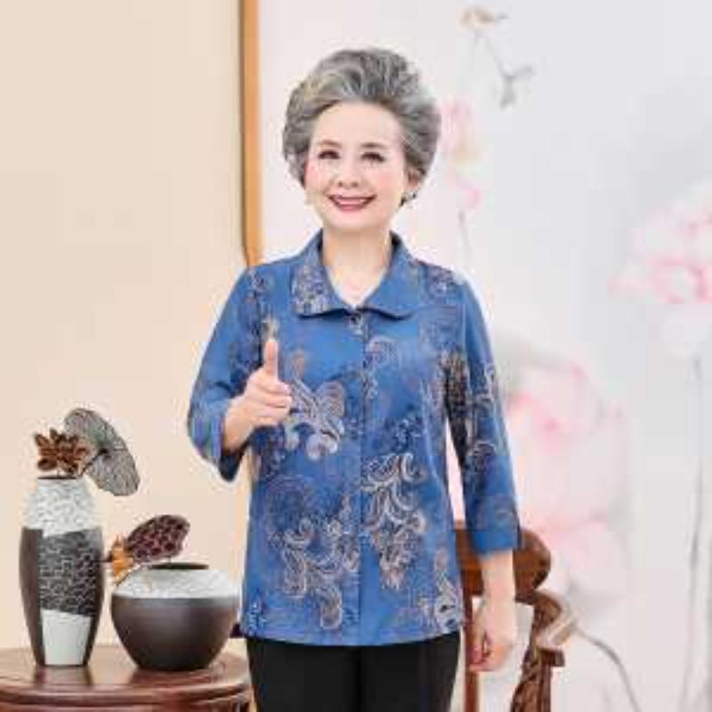 Geblümte Bluse für ältere Damen Locker Langarm Elegant Lässig Hemd