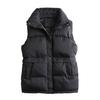 Women Winter Coat with Pockets Press Button Closure Padded Stand Collar Sleeveless Solid Color Outdoor Leisure Sports Down Waistcoat