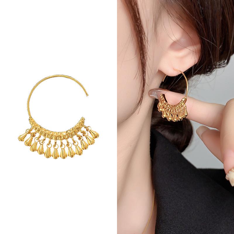 Elegant Light Luxury Real Gold-Plated Copper Stud Earrings - European & American Style for Women