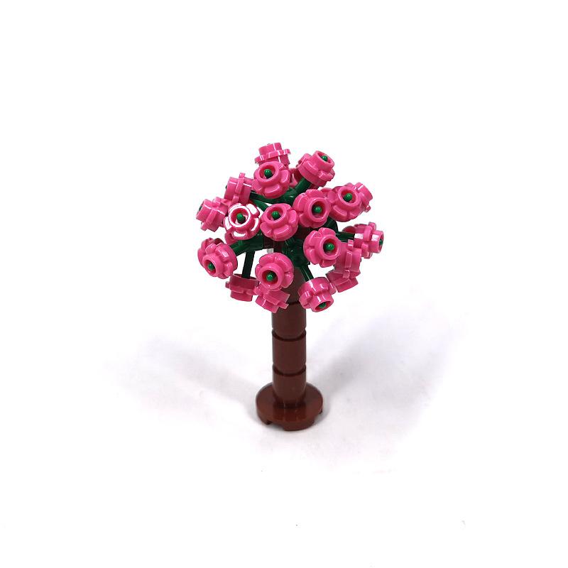 Assemble small pellet flower ball tree house wedding city street scene hydrangea building block toy