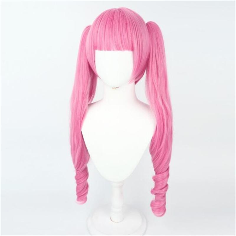2 Styles Perona Cosplay Wig Anime Long Pink Curl With Ponytails Heat Resistant Synthetic Hair Cosplay Costume Wigs + Wig Cap