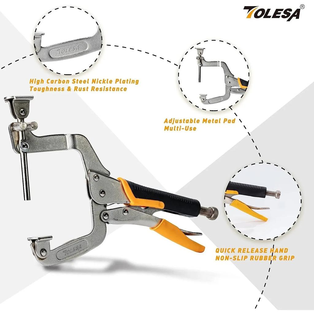 2PCS Pocket Hole Clamp 11" Right Angle Clamp Corner Clamp Tools Two Ways C- Clamp Woodworking and Pocket Hole Joinery