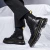 Stiefel Herren 2025 Neue Herren Leder Derby Martin Stiefel High Top Plateau Britischer Stil Vielseitige Schwarze Lederstiefel Tide