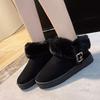 Fashion Buckle Decor Faux Fur Snow Boots Women Winter Warm Thicken Plush Ankle Boots Woman Thick Sole Anti Slip Platform Cotton Boots