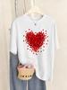 Rotes Herz Grafik Aufdruck T-Shirt Damen Lässig Weiche T-Shirts Locker O-Ausschnitt Kurzarm Oberteile Sommer Bequem Damenkleidung