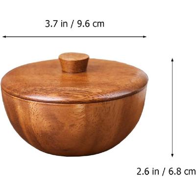 Hemoton Wood Bowl Nut Bowls Wooden Serving Bowl With Lid Natural Wood Rice Bowl Salad Noddle Soup Dish Food Container Seasoning Holder For Home