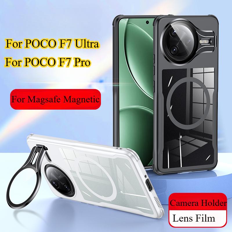 Children Clothing Yulin-001 For Poco F7 Ultra F7pro Case For Magsafe Lens Camera Holder Phone Case For Pocof7 Ultra F7 Pro Shockproof Airbag Silicone Bumper