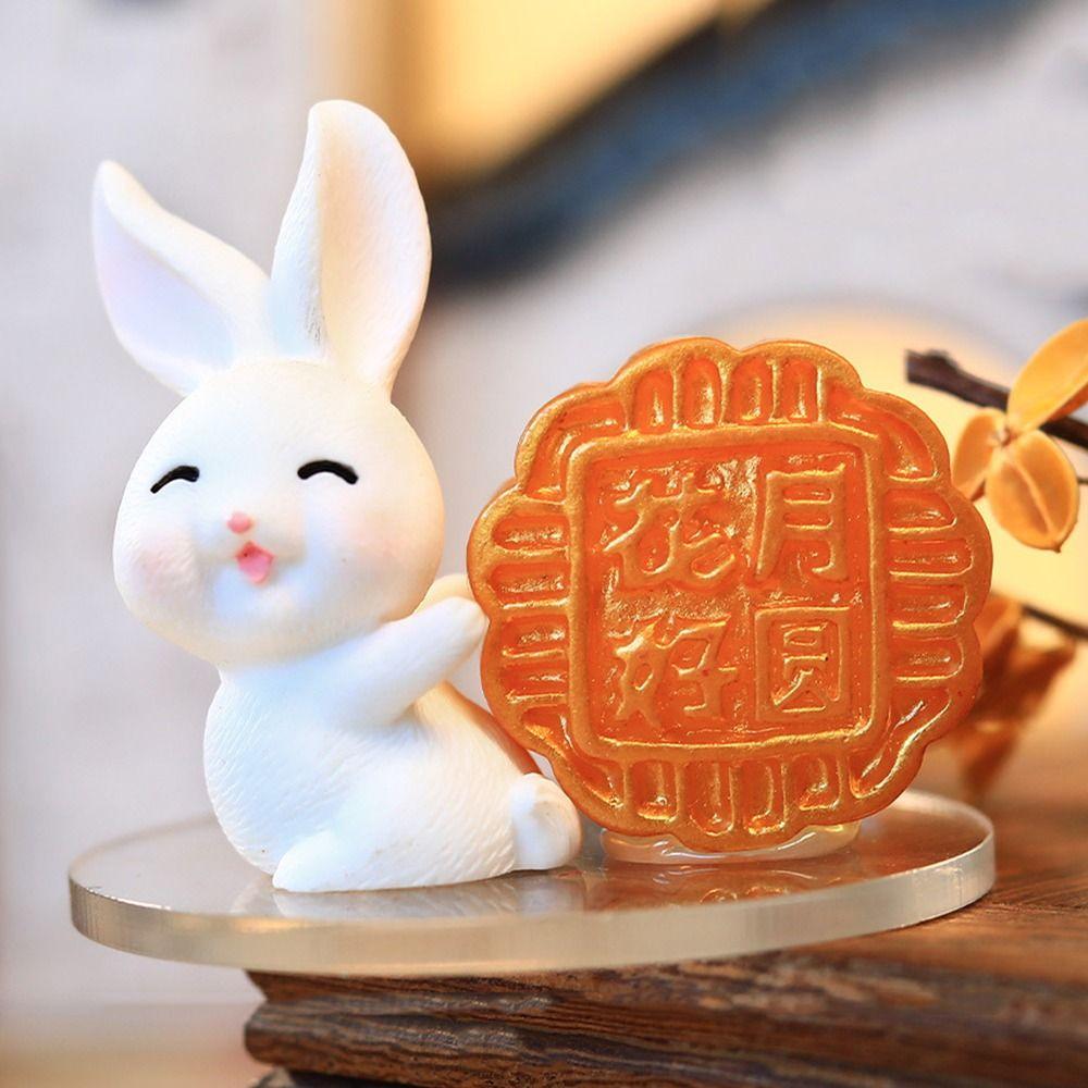Creatieve Cartoon Konijn Beeldjes Prachtig Mini Konijn Bureau Ornament Mid-herfst Festival