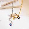 Stylish Splicing Pendant Clavicle Chain Jewelry Titanium Steel Necklace with Moon Star Pearls for Everyday Wear