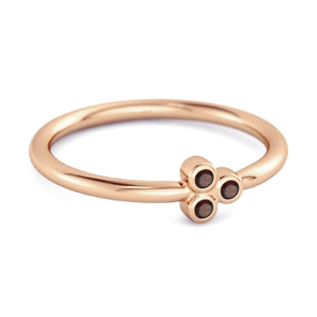 Garnet Triple Bezel Cluster Ring - 925 Sterling Silver Rose Gold Vermeil