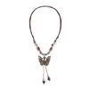 Vintage Butterfly Pendant Necklace Clavicle Chain Jewelry Ceramic Bead Necklace