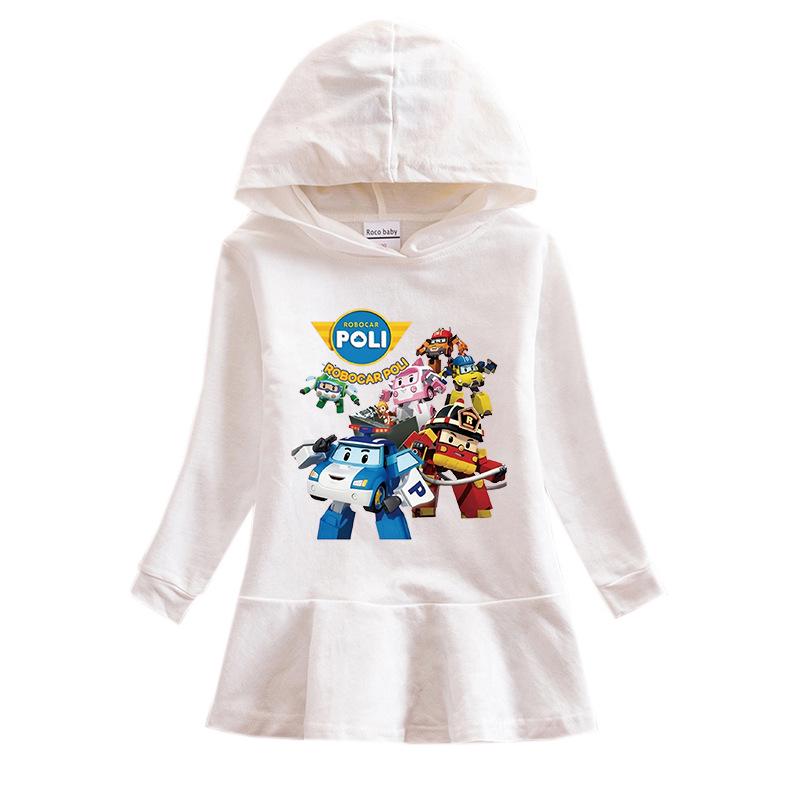 Girls' Ruffle Rainbow Princess Hoodie Dress with Long Sleeves for Spring and Autumn