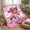 Pink Cow with Strawberry Ice Cream Theme blanket Lightweight Warm Flannel Blanket Decorative Throw Blanket for Home Decoration