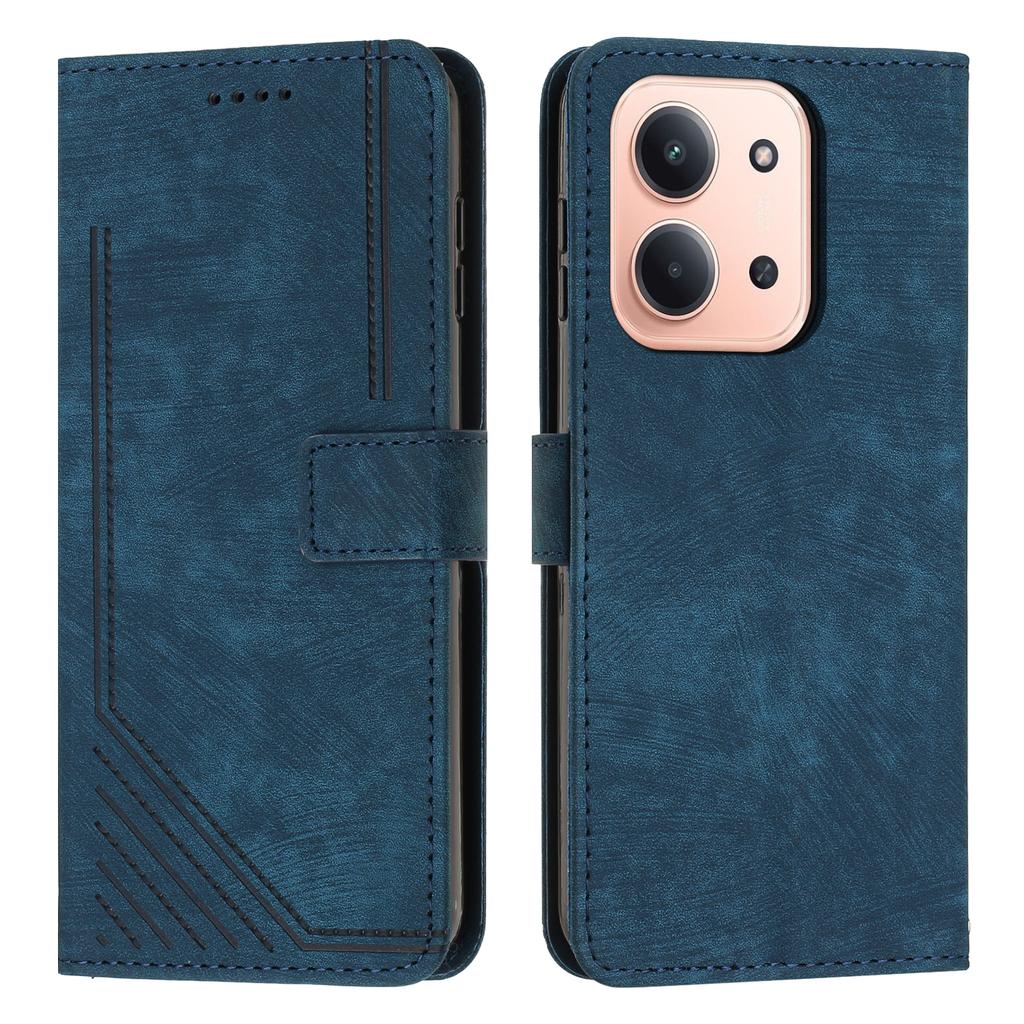 For Xiaomi Redmi 15C 5G (EU) (173mm)/15C 4G (EU) (173mm) Stand Case Imprinted Lines Leather Phone Cover