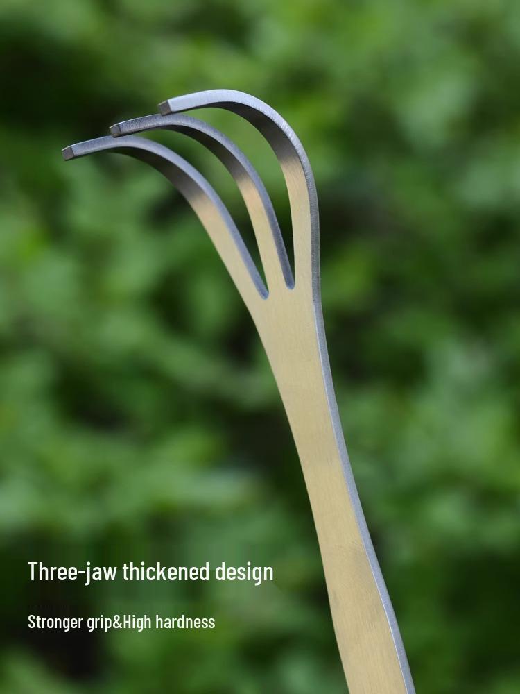 Stainless Steel Three-Pronged Bonsai Rake for Soil Loosening & Garden Planting