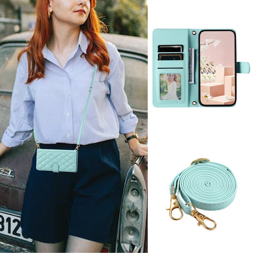 For Samsung Galaxy A54 5G Leather Case with Straps Wallet Rhombus Grid Phone Cover