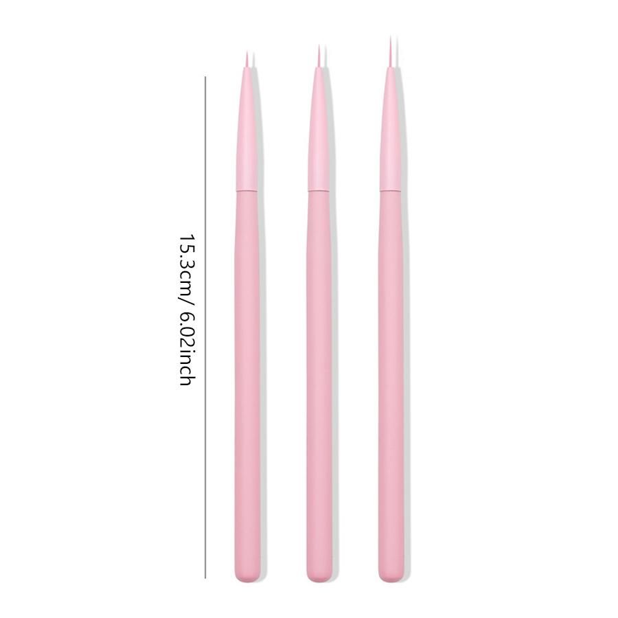 3Pcs Macaron Color Nail Art Brushes Set, Nail Liner Fine Details Drawing Pens for Nail Designs