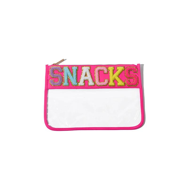 Transparent PVC Embroidery Cloth Stickers Travel Waterproof Cosmetic Bag Creative Letters Patch Handheld Makeup Organizer