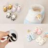Cartoon Animal Winter Baby Walking Shoes - Soft, Non-slip, Warm Plush Cotton for Toddler and Unisex Children's Home Use.