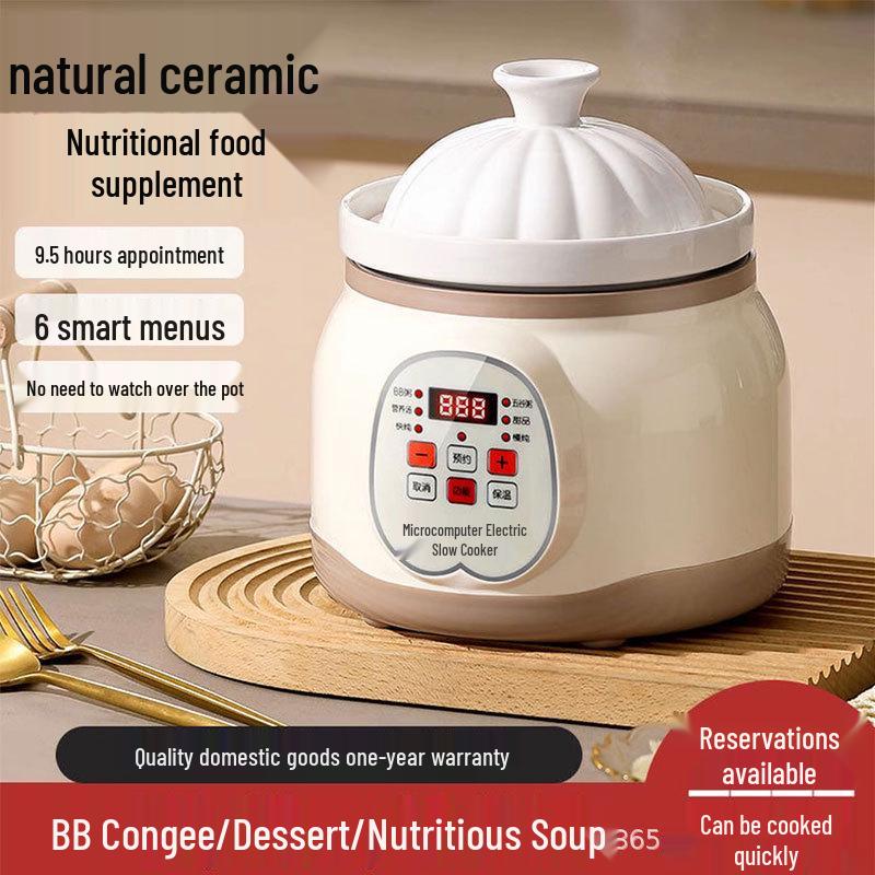 Multi-functional Ceramic Electric Stew Pot for Household Cooking: Purple Clay Porridge and Soup Stew Pot