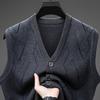V Neck Sleeveless Thick Wool Blend Vest For Middle Aged Men Winter Casual
