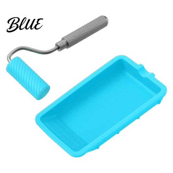 Silicone Paint Tray Mini Glue Roller with Tray Applicator Anti-slip Artistic Wall Painting Tool Handle Reusable Spreader for Woodworking,