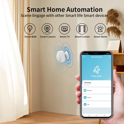 Tuya Zigbee WIFI 120° Ângulo ajustável Sensor de movimento Pir Infravermelho Corpo humano Detector sem fio Google Home Alexa Voice