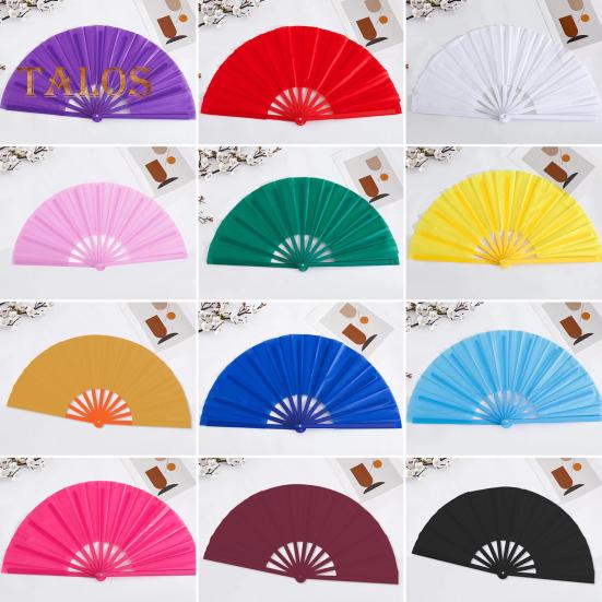 2Pcs Solid Color Folding Fan Kung Fu Stage Dance Performance Large Handheld Fan Portable Lightweight Summer Cooling Fan Decoration Party Accessories