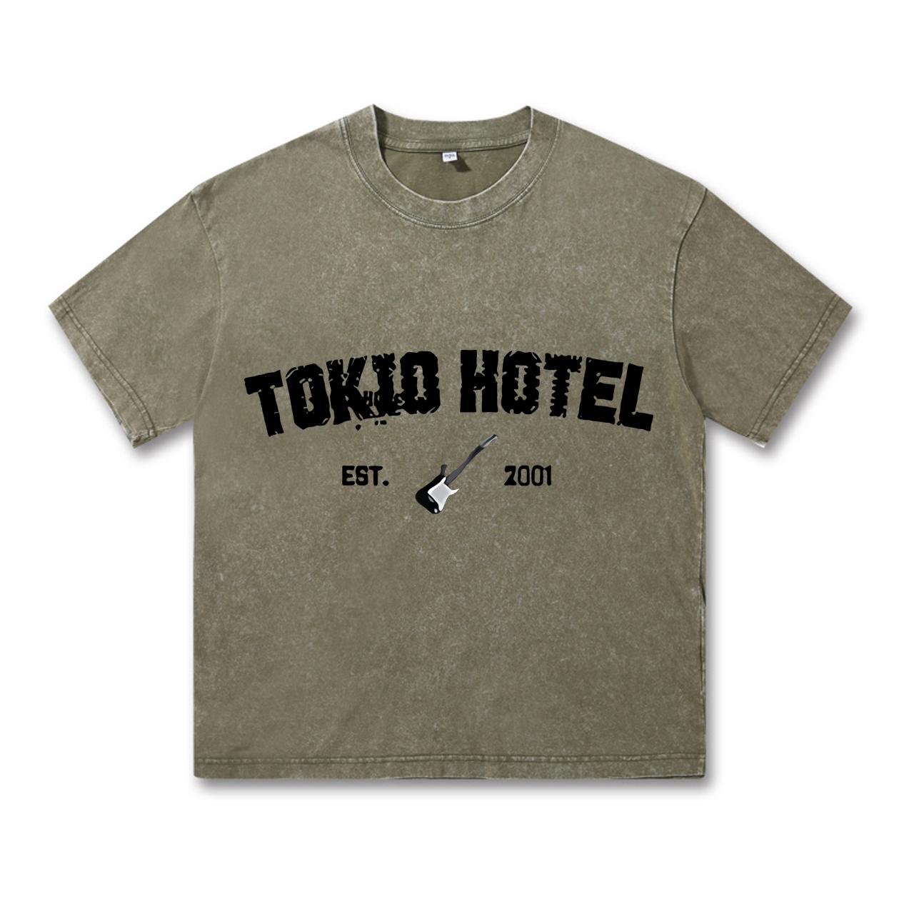 

Ретро-стираемая винтажная футболка Rock Band Tokio Hotel Футболка Kaulitz Мужская модная повседневная толстовка-пуловер Мужская женская футболка 3XL