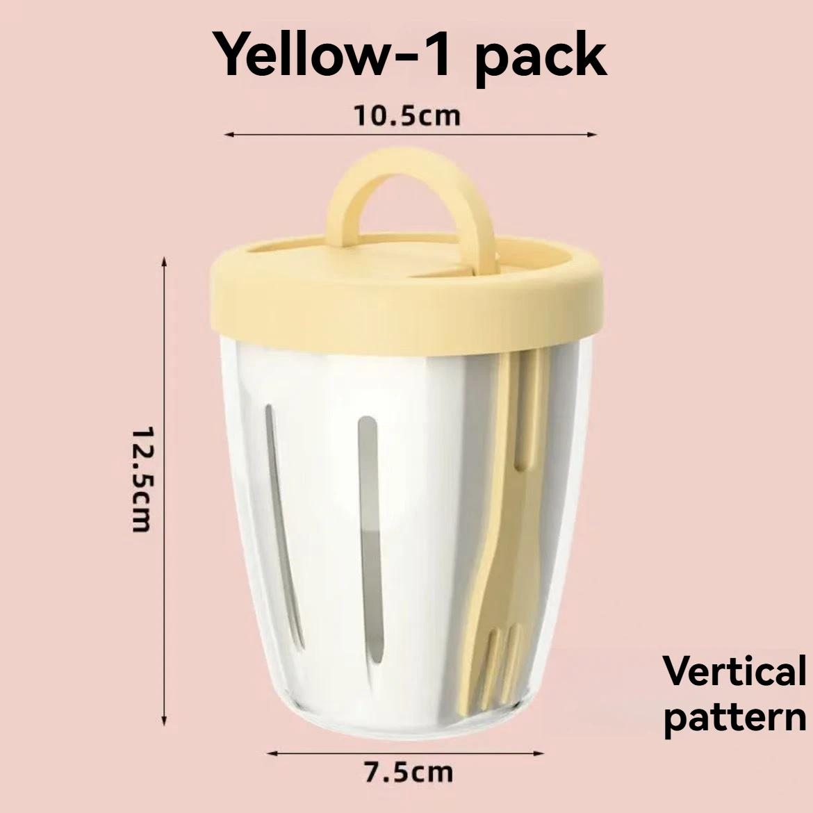 Cylindrical Plastic Fruit Cup Salad Cup With Fork Multifunctional Drainage Function Salad Container Portable Lunch Box 1pc