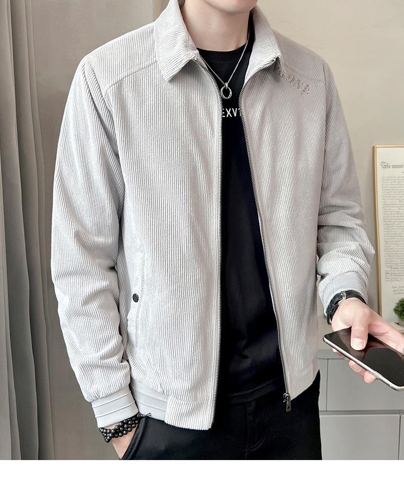 Romon Men's Corduroy Lapel Jacket - 2025 Trendy Spring/Autumn Casual Business Coat