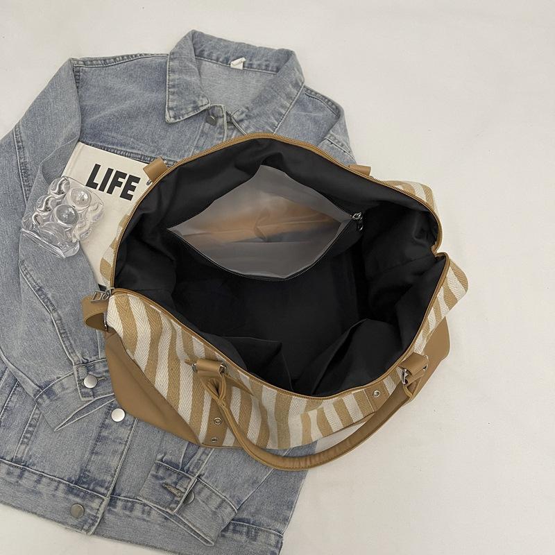 Personalisierte tragbare Reisetasche für Damen, gestreiftes Design, mit Schuhfach, für Ausflüge, Trocken- und Nassbereich-Trennung, Nischen-Yogatasche