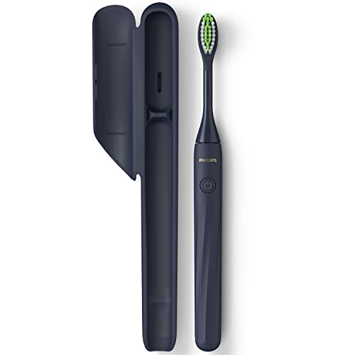 Philips One Midnight Blue Battery-Operated Electric Toothbrush with Travel Case (HY1100/04)