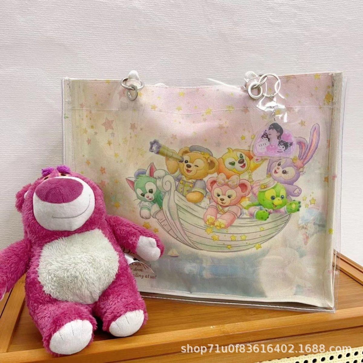 

Сумка-тоут Commuter Tote Cartoon с принтом Spring Duffy Party, большая вместимость, симпатичная сумка через плечо из холста