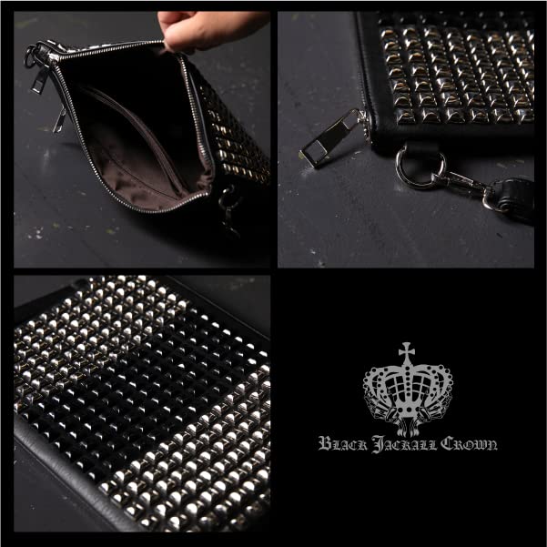 [BLACK JACKALL CROWN] Studded Clutch Bag, 2-Way Design, TH0214