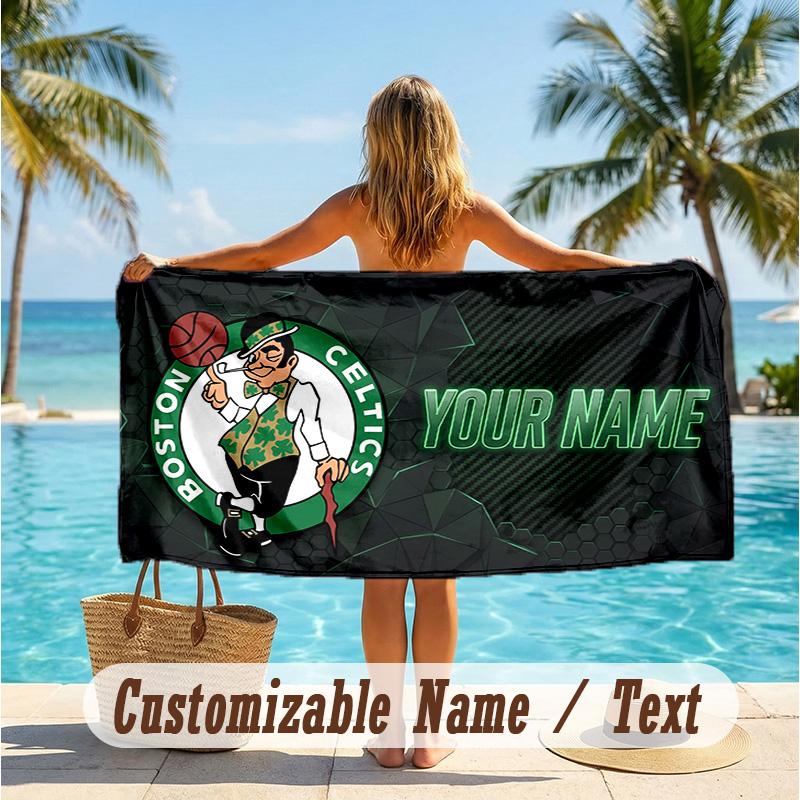 Custom Text Beach Towel, Soft Absorbent Swimming Multi-use TowelCeltic FC