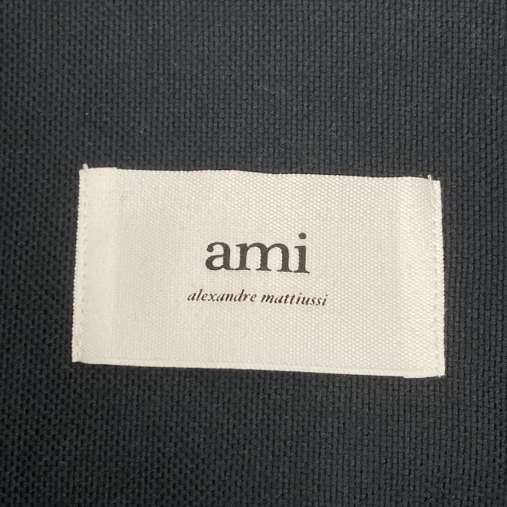 AMI PARIS USH124.418 Black Heart Logo Embroidered Long Sleeve Shirt tops 44 blackUsed