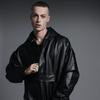 Apostrophe Comma Leather Patch Anorak Hoodie Leather Jacket_Black