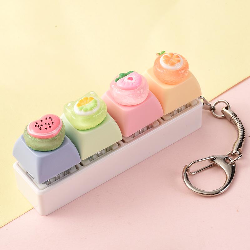 Cute Sticker DIY Button Squeeze Toy Keychain - Stress Relief Pendant