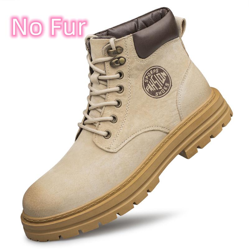 FashionAll-match Man Cotton Platform Shoes Leather Outdoor Snow Botas 2024 New Men's Winter Boots Luxury Brand Motorcycle Ankle Boots