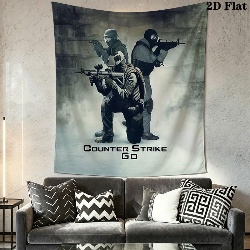 Counter-Strike 2 Wall Hanging Printed Fabric Blanket Decorative Tapestries for Bedroom Living Room Home Decor
