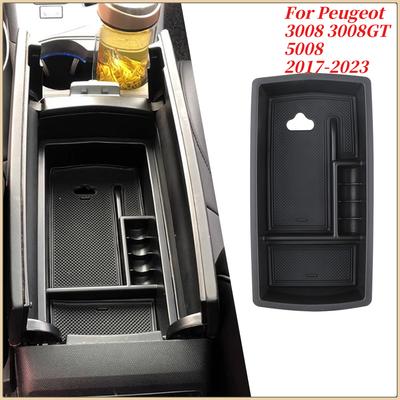 Car Armrest Storage Box for Peugeot 3008 3008GT 5008 2017-2023 Central Console Organizer Tray Container Interior Accessory