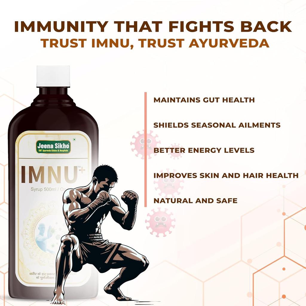 Jeena Sikho Imnu+/Increases Immunity Syrup | Herbal Tonic For Immune System | Naturally Blended With Amla, Moringa, And Curry Patta | Ayurvedic S