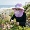 Breathable Solar Fan Hat UV Protection Elastic Wide Brim Fan Hat with Face Cover Adjustable Cooling Sunshade Hat Camping
