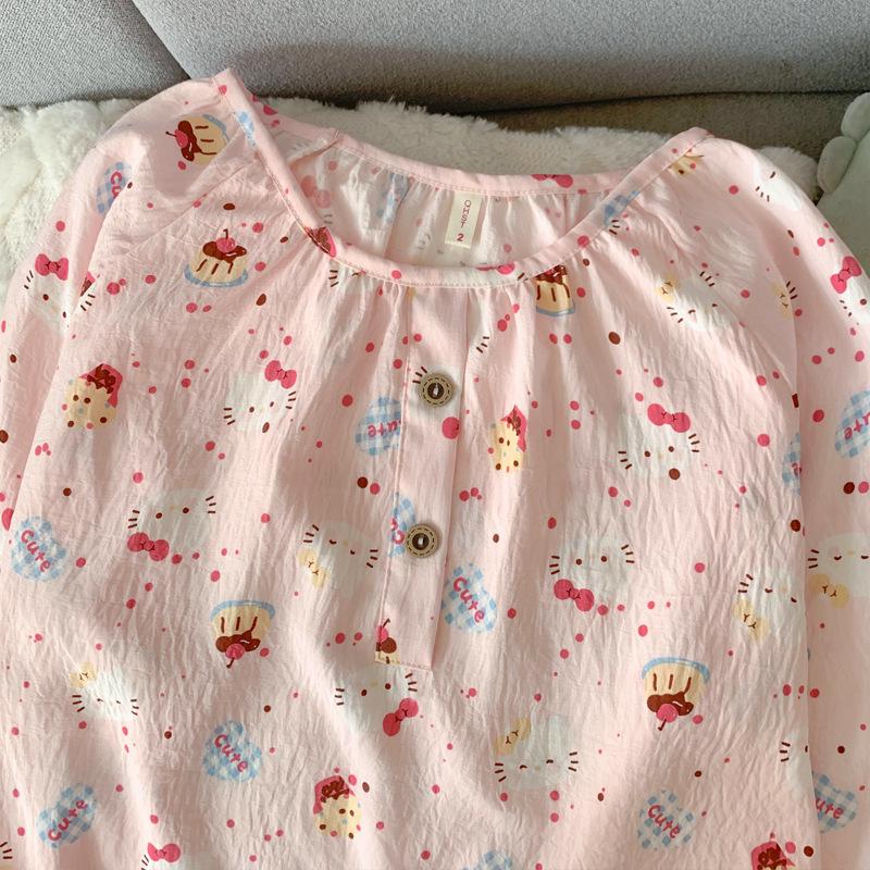 Women's Cloud Cotton Crew Neck Pajamas: Long Sleeve Pants Set for Autumn/Winter 2025