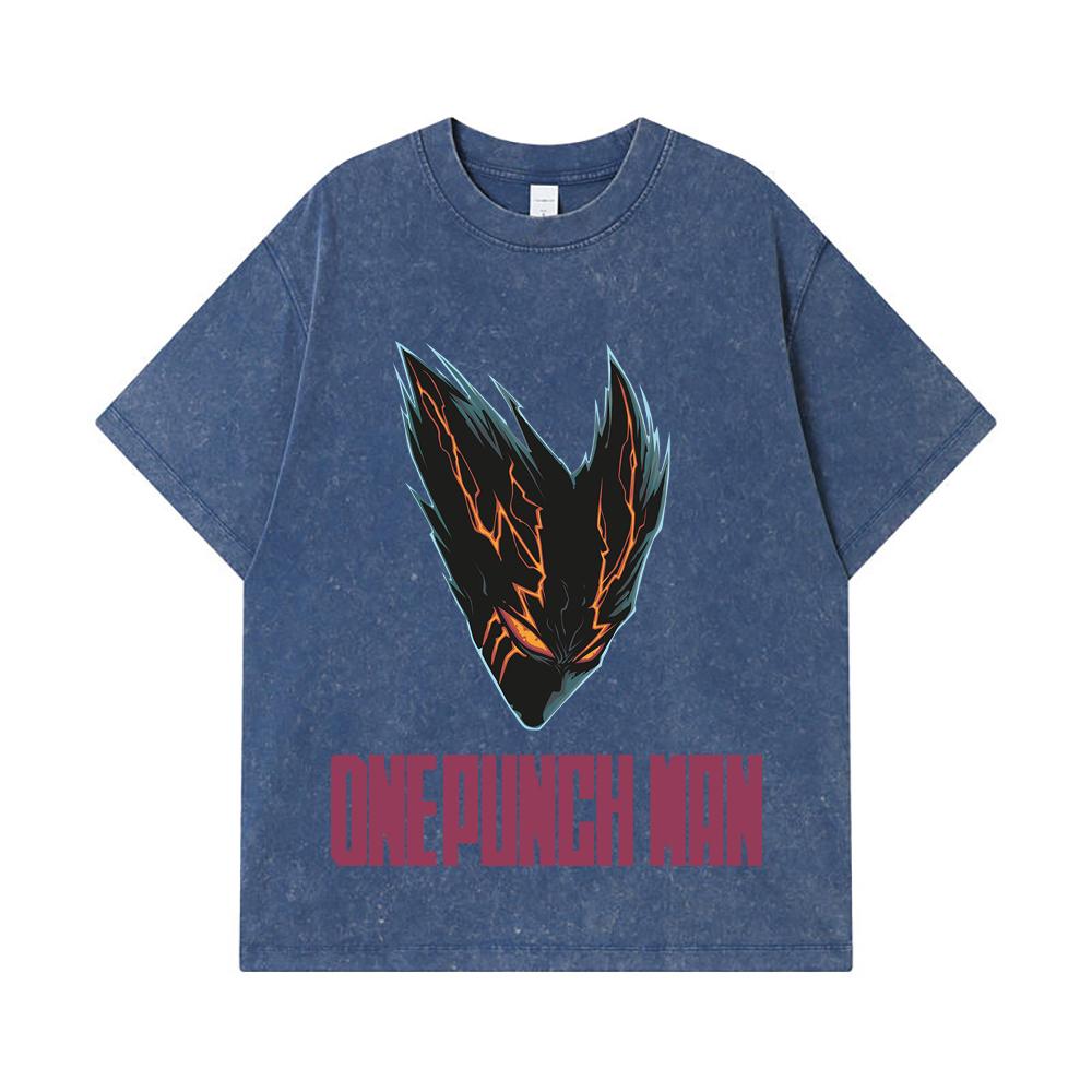 275 GSM Washed T-shirts 100% Cotton One Punch Man V8 Garou Print Unisex Heavy Cotton T Shirt