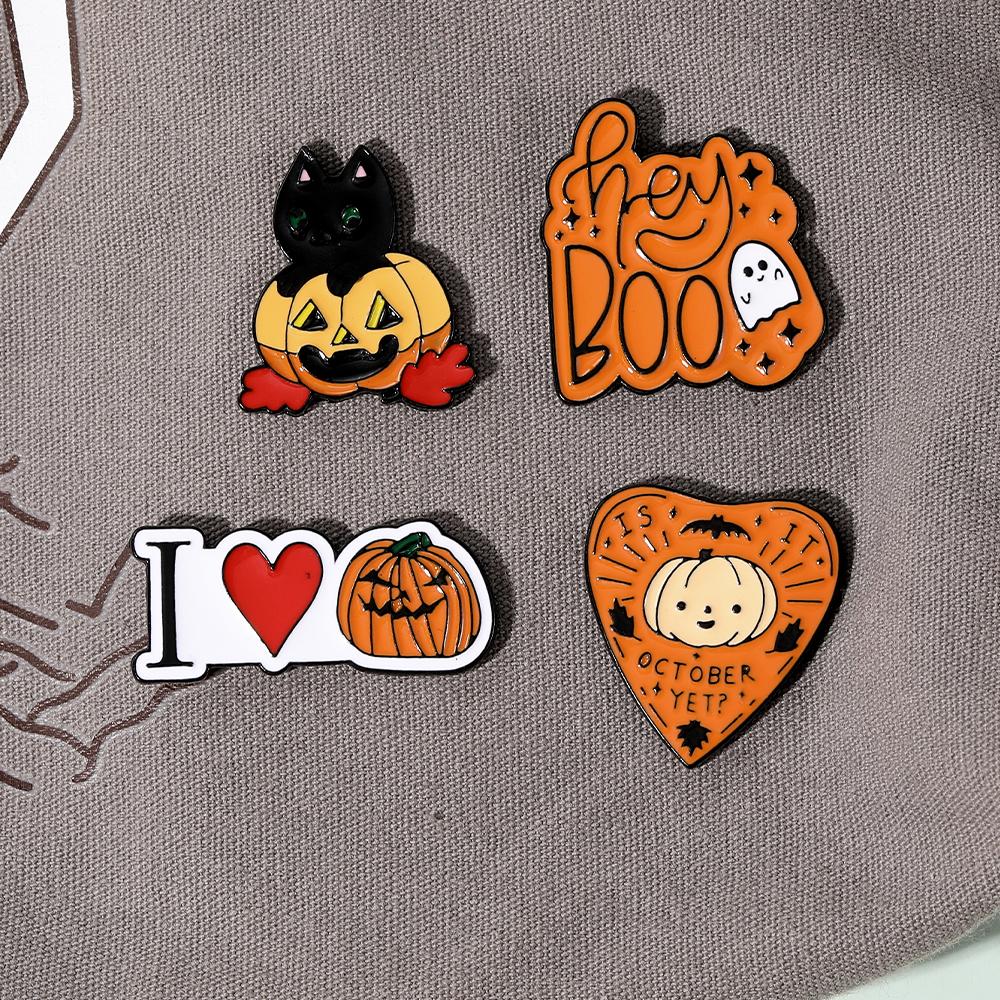 4 Styles Creative Two Use Halloween Magnetic Brooches Pumpkin Head Pins Fridge Magnet Dual-Use Festival Jewelry
