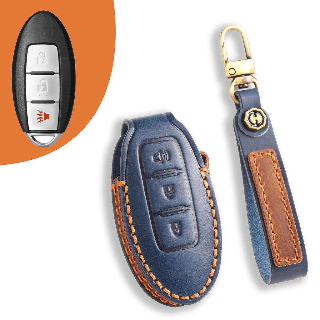 Leather key case Suitable for Nissan Teana Qashqai Jinke car key case Cowhide protective case