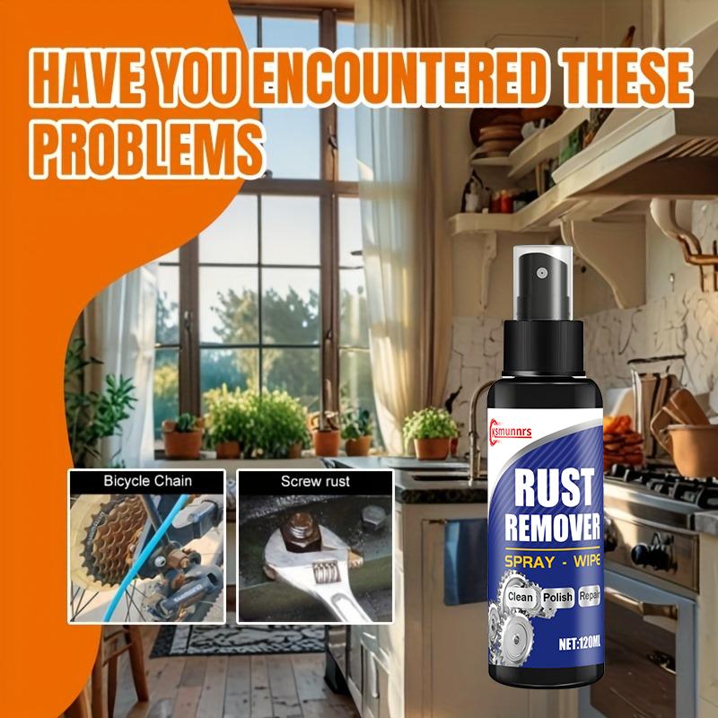 Household rust remover for cleaning and removing rust from metal items such as window sills and hammers.